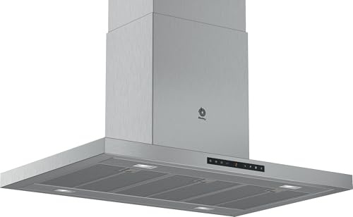 Balay - Campana Decorativa de Isla, 90 cm de ancho, 5 potencias de extracción, Instalación en Salida de Humos o Recirculación, Acero Inoxidable, 3BI998GX