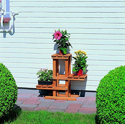Beauty.Scouts Outdoor Dino Collection Blumenpodest Mats Kiefer, honigbraun, 60x24x56cm, Pflanzenpodest, Blumendeko, Garten, Blumendekoration, Kräuterpodest, Holzpodest, Blumenholzpodest