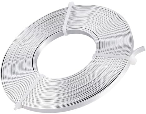 BENECREAT 10 m (33 fot) 5 mm bred platt tråd i silver, anodiserad, platt tråd för smycken, hantverk, pärltillverkning, 10 m/rulle