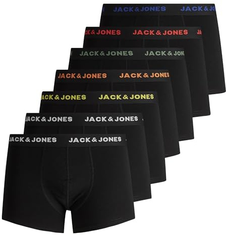 JACK & JONES JACBASIC Trunks 7 Pack Boxer a Pantaloncino Uomo, Nero, XXL