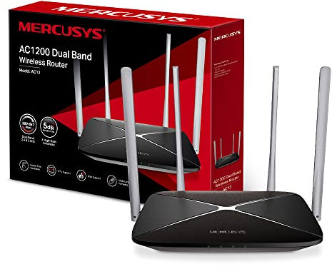 MERCUSYS AC1200 Dual Band Wireless Router, WLAN-Geschwindigkeit bis zu 867 Mbit/s/5 GHz + 300 Mbit/s/2,4 GHz, kompatibel mit IPTV und IPv6, einfache Installation (AC12)