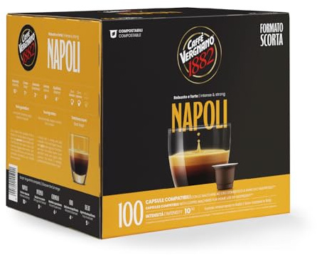 Caffè Vergnano 1882 - Èspresso Capsules Café Compatibles avec Nespresso, Napoli - Pack de 100 Capsules | Pack de 100 Capsules