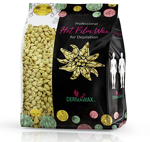 Dermawax Cera depilatoria caliente de fusión suave Depilación sin tiras para todas las áreas así como para la cara Piernas Brazos Axilas brasileña y tipos de piel particularmente sensible 500 Gramos