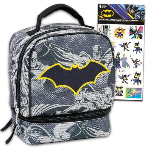 Batman Lunch Box Set - Bundle of Batman Dual Compartment Drop Bottom Lunch Bag for Boys, Girls, and Toddlers | Superhero School Supplies for Kids
