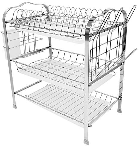 escurreplatos acero inoxidable, soportes para platos, escurridor platos, puede almacenar una variedad de vajillas (HJ220371_02)