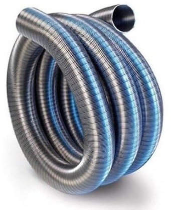 Tubo flessibile per canna fumaria, in acciaio inox, multicombustibile, per stufe a gas, 100 mm, 4 m