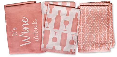 jilda-tex Geschirrtücher Küchentücher Spültücher 6er Pack 100% Baumwolle Verschiedene Designs (Wine o´Clock)