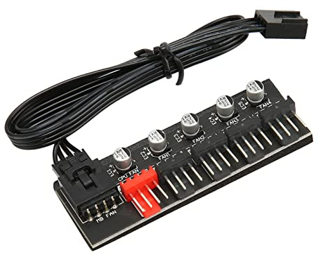 Bewinner PWM-Lüfter-Hub, 1- Bis 5-Wege-PC-CPU-Kühlung, 4-poliger 3-poliger Lüfter-Stromkabel-Hub-Splitter, Motherboard-Lüfter-Stromverlängerungskabel für Desktop-Computer-Gehäuselüfter