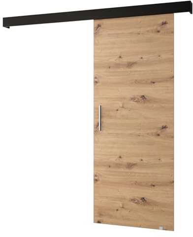 Schiebetür Komplettset - Schiebetürsystem Salwador 1 - Trennwände - Raumteiler - Innentüren, Tür 90 x 204 cm - Schiene - Zimmertür mit Griff