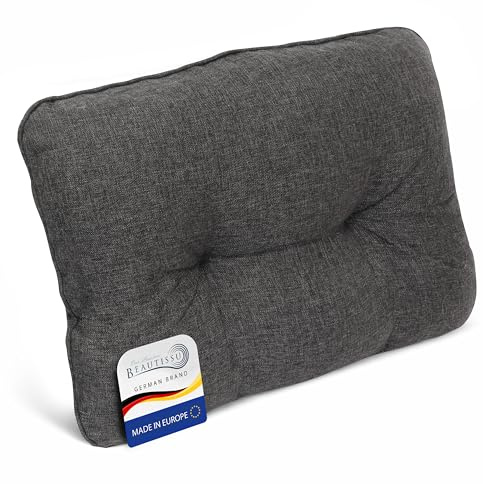Beautissu Outdoor Loungekissen Rückenkissen Polster schmutz- | 60x40cm 12cm dick Anthrazit Sitzauflage Gartenkissen Gartenmöbel Rattan Lounge Auflage BeauFlair