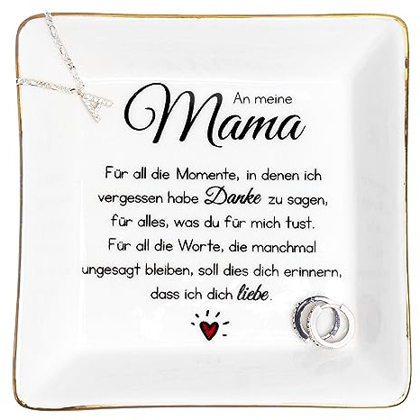 Darlena Mama Dekoschale | Mama Geschenk, Geburtstagsgeschenk | Schmuckschale, Schmucktablett mit Spruch | Danke Geschenke für Mama zum Geburtstag, Muttertag oder Weihnachten