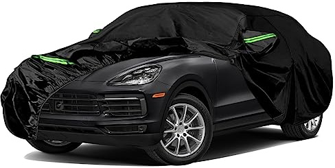 wasserdichte Autoabdeckung Ersatz für Porsche Cayenne 2009–2025 | 6 Schichten Abdeckplane Allwetter Auto Abdeckung mit Reißverschluss-Tür und winddichten Bändern für Schnee, Regen, Staub