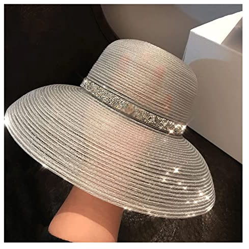 NMNMNM Chapeau de Plage d'été Dames Chapeau Transparent Dames Chapeau de Soleil Chapeau à Large Bord Abat-Jour Chapeau de Paille Voyage Pliable (Couleur : A, Taille : Taille Unique) (A One Size)