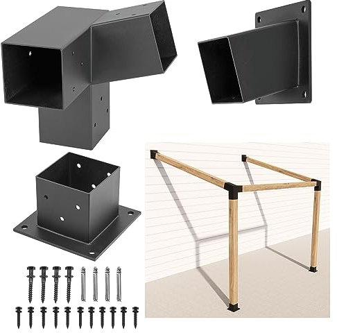 Meruzy Kit de support d'angle incliné à 15° pour pergola et poteaux en bois de 10,2 x 10,2 cm