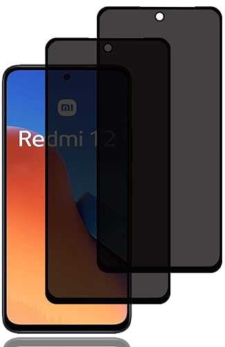 BCHKLAI Sichtschutz Schutzfolie für Xiaomi Redmi 12 4G/5G [2 Stück] | Privacy Schutzfolie, Privacy Schutzglas, 9H Härte, Kratzfest, Blasenfrei, Anti Spy Displayschutzfoli für Xiaomi Redmi 12