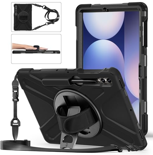Gerutek Hülle für Samsung Galaxy Tab S10 Plus/ S9 FE+/S9 Plus 12,4, Schwarz