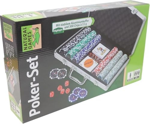 Vedes Natural Games Poker-Set im Aluminiumkoffer, 300 Chips, Beige