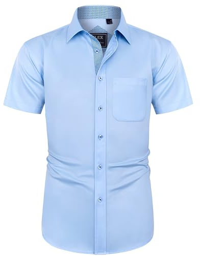 J.VER Herren Hemd Kurzarm Freizeithemd mit Tasche Regular fit Businesshemd Bügelleichte Oberteile Männer Modern