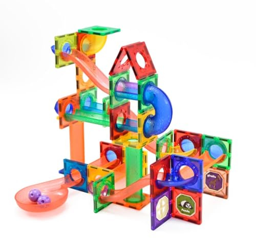 WonderToys Rullande kula, 100 stycken magnetiska byggstenar och klossar, pedagogisk leksak för barn, flickor och pojkar på 3–7 år, byggspel för lärande