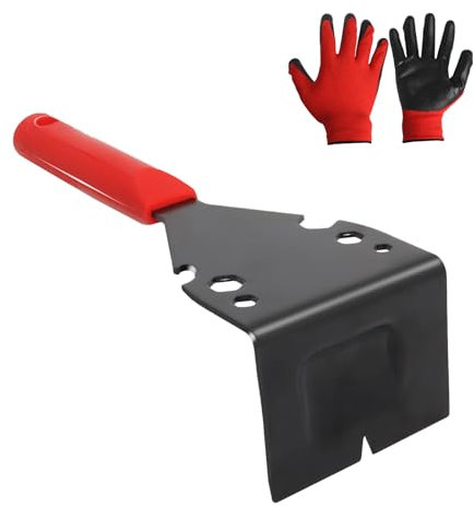 Trim Puller Pry Bar, Tile Skirting Board Removal Tool for Wood Floor Baseboard Door Casings Nail Pulling with Working Gloves Gekufa,Red