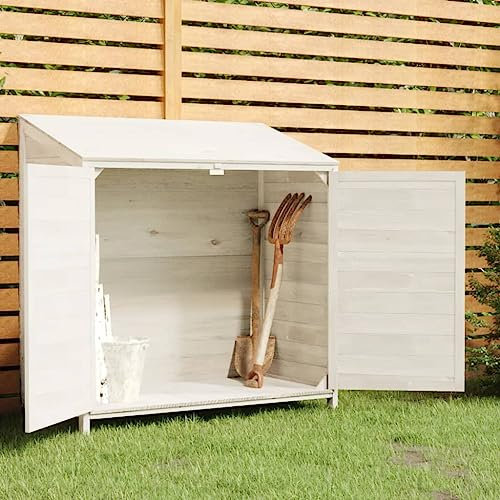 Furniture Home Tools - Cobertizo de jardín blanco de madera maciza de abeto (102 x 52 x 112 cm)
