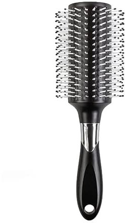 Professional Large Hair Brushes for Curly and Straight Hair, Round Wide Brush for Curling, Styling Waves and Volume, Silicone Handle, Black