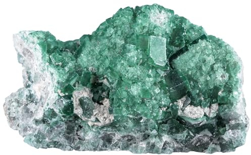 Nupuyai Grüner Fluorit Stein Kristall Druse Rohstein Edelstein Dekoration | Natürlicher Fluorit Stein, 301-400 g, Edelstein Heilstein, Mineral Kristall Druse Deko für Feng Shui Innenbereich & Garten