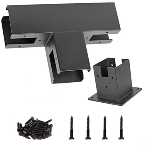 HOHOVYVY Pergola DIY-Set, 3-Wege-T-Winkel-Eckhalterungen, Erhöhter Holzständer Mit Schrauben Für 4X4 Inches Holzbalken, Pergola, Garten, Holz Und Metallpavillon(1set)