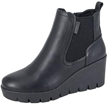 Cipriata L606 ANNINA Womens Wedge Heel Ankle Boots (Black, UK Footwear Size System, Adult, Women, Numeric, Medium, 6)
