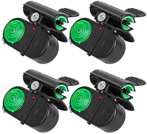 Peosaard Fishing Bite Alarm, 4PCS Sensitive Fishing Alarms for Fishing Rods, Sound Fishing Bells with LED Light, Night Fishing Gear Clip On Fishing Rod, Fishing Alarms for Fishing Rods