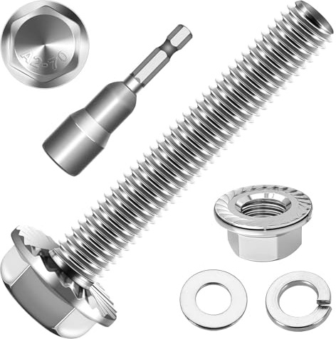10 viti a testa esagonale M8x40, viti a flangia, in acciaio inox A2 V2A, esagono esterno, filettatura completa, rondelle, anelli di compressione e dadi/set di viti con punta esagonale magnetica