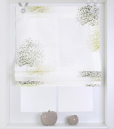 Raffrollo Ösenrollo Bellinda weiß grün Öse 120 x 140 cm