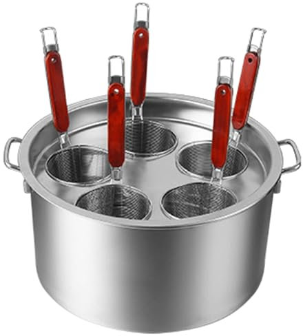 Pentola per La Pasta Set di inserti per cuocipasta commerciale per cuocipasta, pentola per cuocipasta in acciaio inox con cestello per scolapasta per cucina domestica, ristorante, 5 fori
