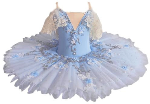 Blue,150,EFLALYHG Flickor Professionell Balett Tutu-klänning Barn Blommor Prinsessfat Pannkaka Svansjön Ballerina Scendanstävling Kostym