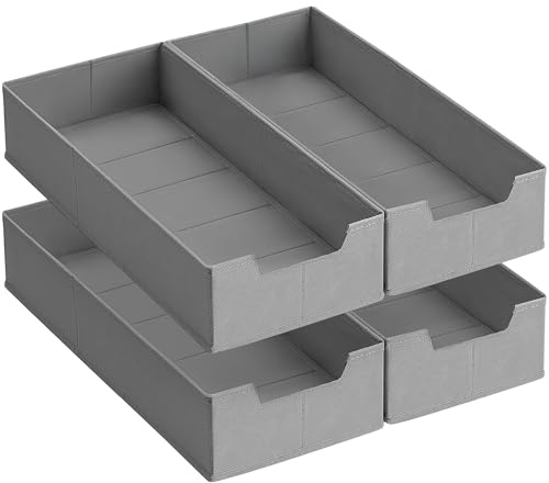 SONGMICS Unterwäsche-Organizer 4er Set, Schubladen-Organizer für IKEA PAX Kleiderschrank, ohne Trennwände, Kleiderschrank-Organizer faltbar, 50 x 22 x 10 cm für Socken, taubengrau RUS013G01