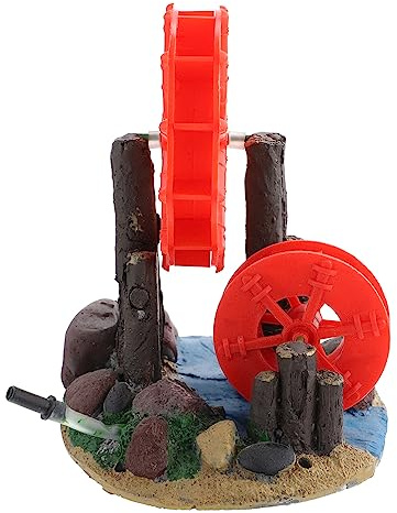 Happyyami Windmill Aquarium Ornament Decorative for Fish Tank Oxygen Pump Sculpture Natural Look for Home Office Aquascaping