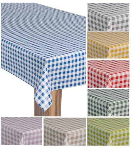 laro Wachstuch-Tischdecke Wachstischdecke Gartentischdecke, Muster:Karo Kariert Blau Weiß, Größe:100x140