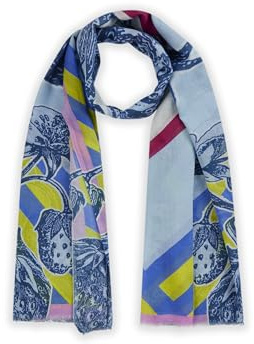 CODELLO Damen Leichter Schal aus Organic Cotton mit plaktativem Erdbeer-Muster