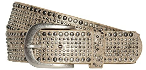 Best Emilie Damen Nietengürtel - Vintage Gürtel - Jeans Gürtel in 15 Farben - Gold 105