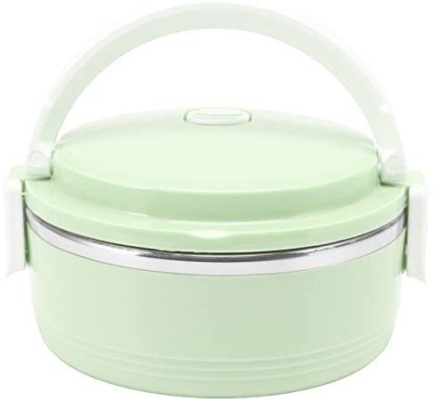 Culnflun Thermal Lunch Box, Lunch Box i rostfritt stål, bärbar isolerad Bentos -låda, med säkerhetspänne, för kontorsskolor Picknick (Grön)