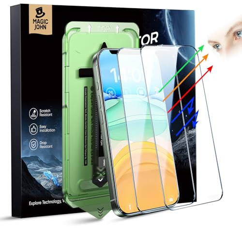 MAGIC JOHN 2 Stück für iPhone 11/ iPhone XR (6,1 Zoll) Displayschutz Augenschutz Anti-Blaulicht, HD Klar, Auto Dust-Elimination, 9H-Gehärtetes Glas & Kratzfest, Vollständige Kantenabdeckung