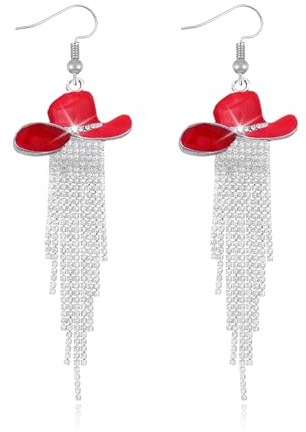 Western Earrings Jewellery Cowgirl Outfit for Women Silver Rhinestone Cowboy Earrings Country Concert Clothing Dangling Accessories for Women