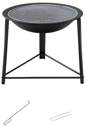 Braciere Portatile da 55 Cm, Barbecue A Legna Leggero, Barbecue Rotondo da Tavolo A Carbone per Esterno, Patio, Falò, Barbecue in Giardino(A)
