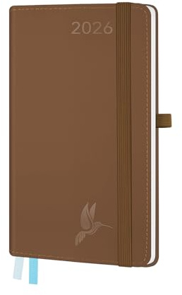 FEKSINO Kalender 2026 Klein18 x 9,8 cm,12-Monate TaschenKalender (Jan.2026-Dez.2026) Terminplaner A6 Buchkalender 1 Woche 2 Seiten,100GSM Papier Planer mit Softcover - Braun