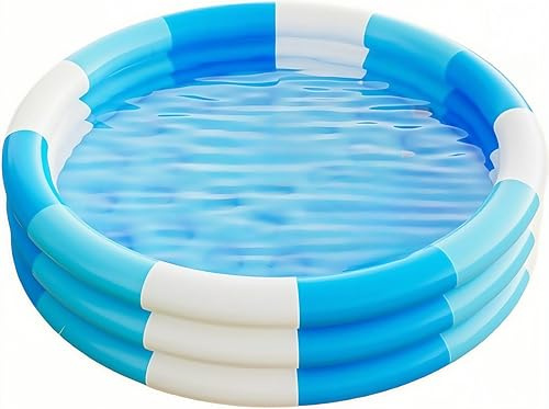 Aufblasbarer tragbarer runder Wasserrutschen-Pool 3 Ringe Aufblasbarer runder Baby gefüllter Ball-Pool für Indoor Outdoor Wasser Spiel Pool. (blau (Farbe))