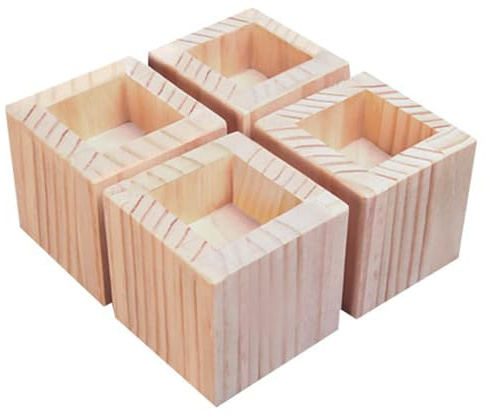 Alzate per mobili in legno massello, confezione da 4 pezzi, elevatori per letti resistenti, supportano fino a 500 kg, perfetti per tavoli, comodini, armadi, scrivanie (5,2 cm di aumento di 10 cm di
