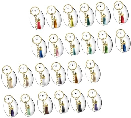 ARTSEWPLY 96 Stück Teiliges DIY Schlüsselanhänger mit Acrylplatten Lederquasten und Schlüsselringen Vielseitige Bastelaccessoires für Schlüsselanhänger Taschenanhänger