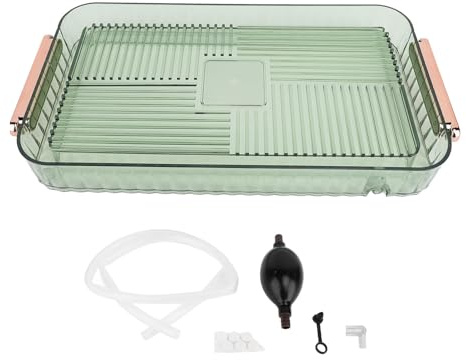 LIYJTK Plateau de thé de Drainage Vert Transparent de Grande capacité Plate de thé en Plastique avec Une Boule d'aspiration et Un Tuyau de Drainage