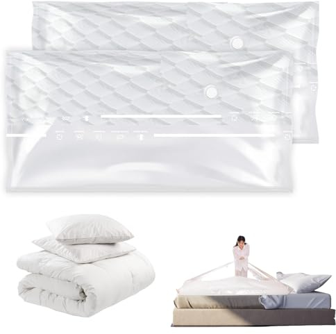 Sporgo 2 Stück Vakuumbeutel für Matratzen: 220x100cm Vakuum Matratzentasche, Wiederverwendbar Vakuumbeutel, Wasserdicht Vakuumbeutel für Bettdecken, für Kleidung, Matratzen, Kissen, Große Stoffe