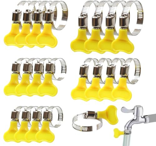 Jubilee Clips 20 Pcs 5 Size Hose Pipe Clips Set with Handle 10mm-44mm Range | Stainless Steel butterfly jubilee clips 25-44mm,jubilee clips with handle,Tightening Pipe Clips Hose Clamps